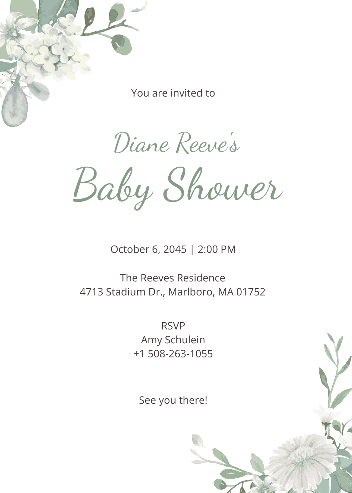 Rustic Floral Baby Shower Invitation Template