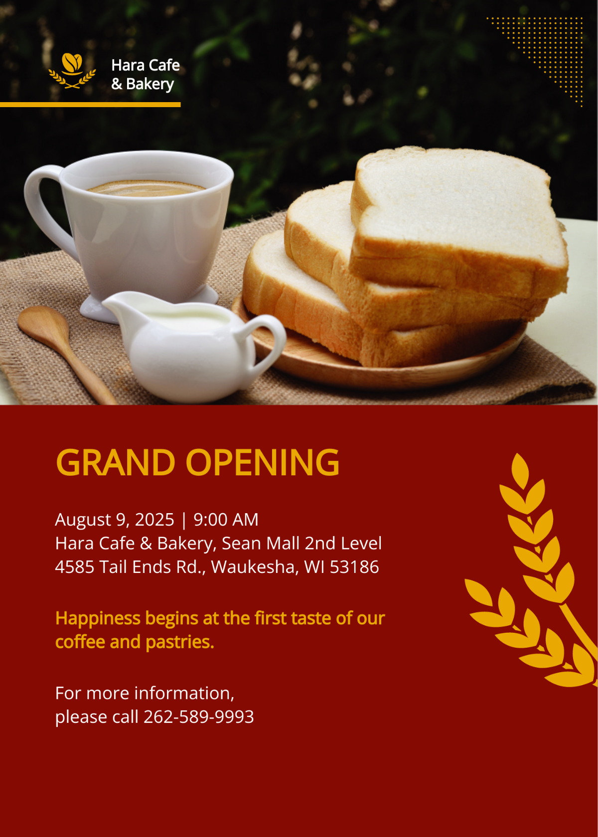 Cafe And Bakery Grand Opening Invitation Template