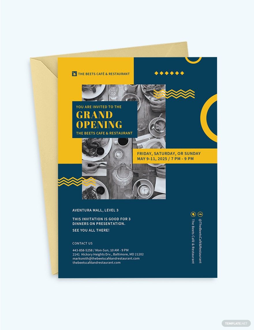 Cafe And Restaurant Grand Opening Invitation Template