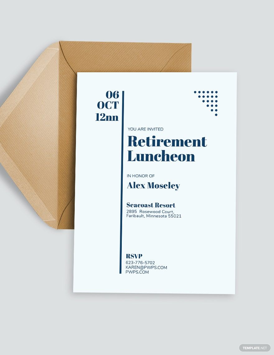 Retirement luncheon party invitation template
