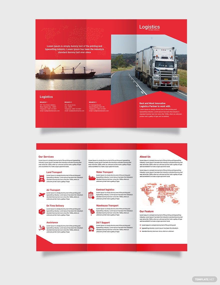 Logistics Services Tri-Fold Brochure Template