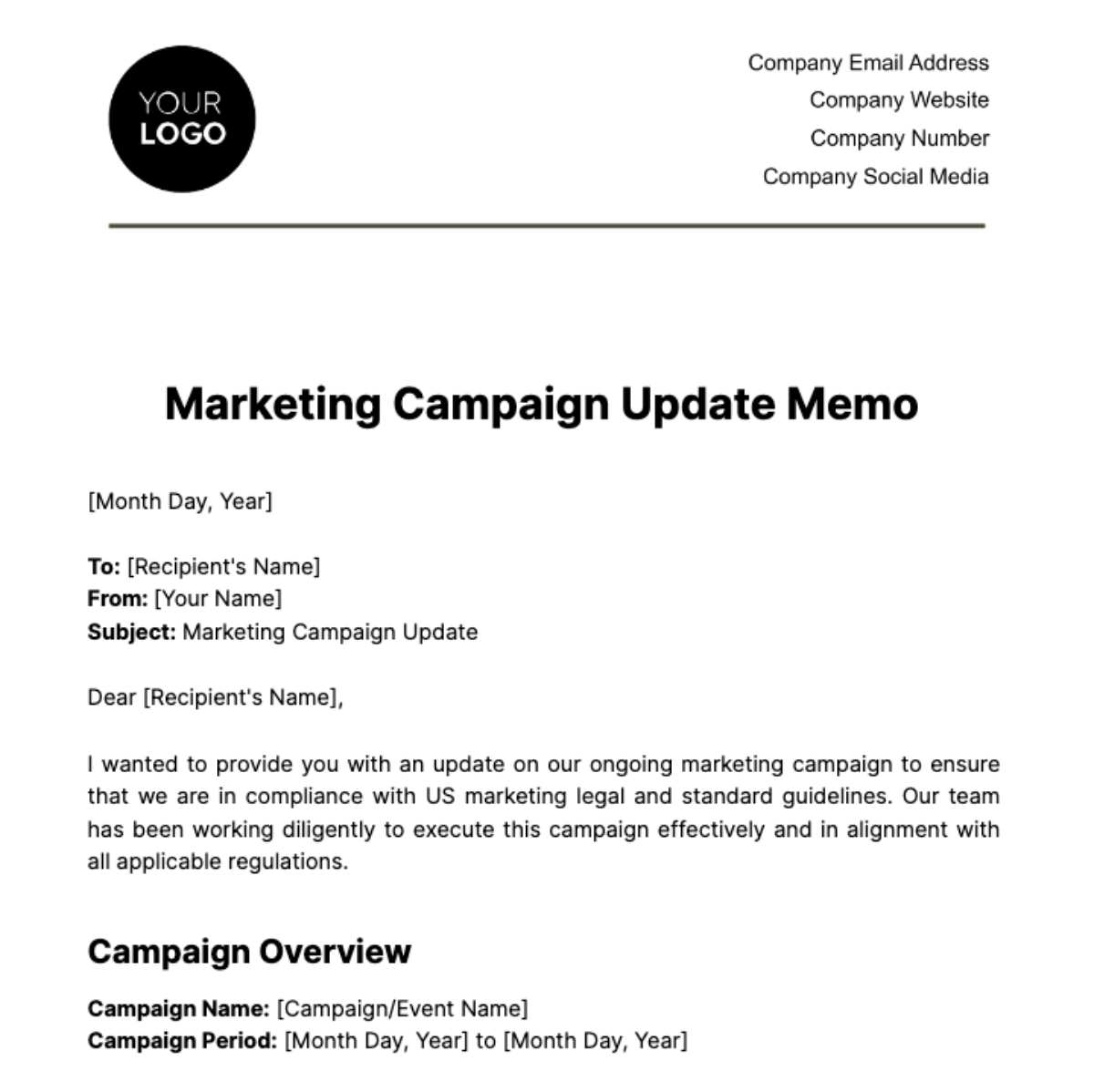 Marketing Campaign Update Memo Template