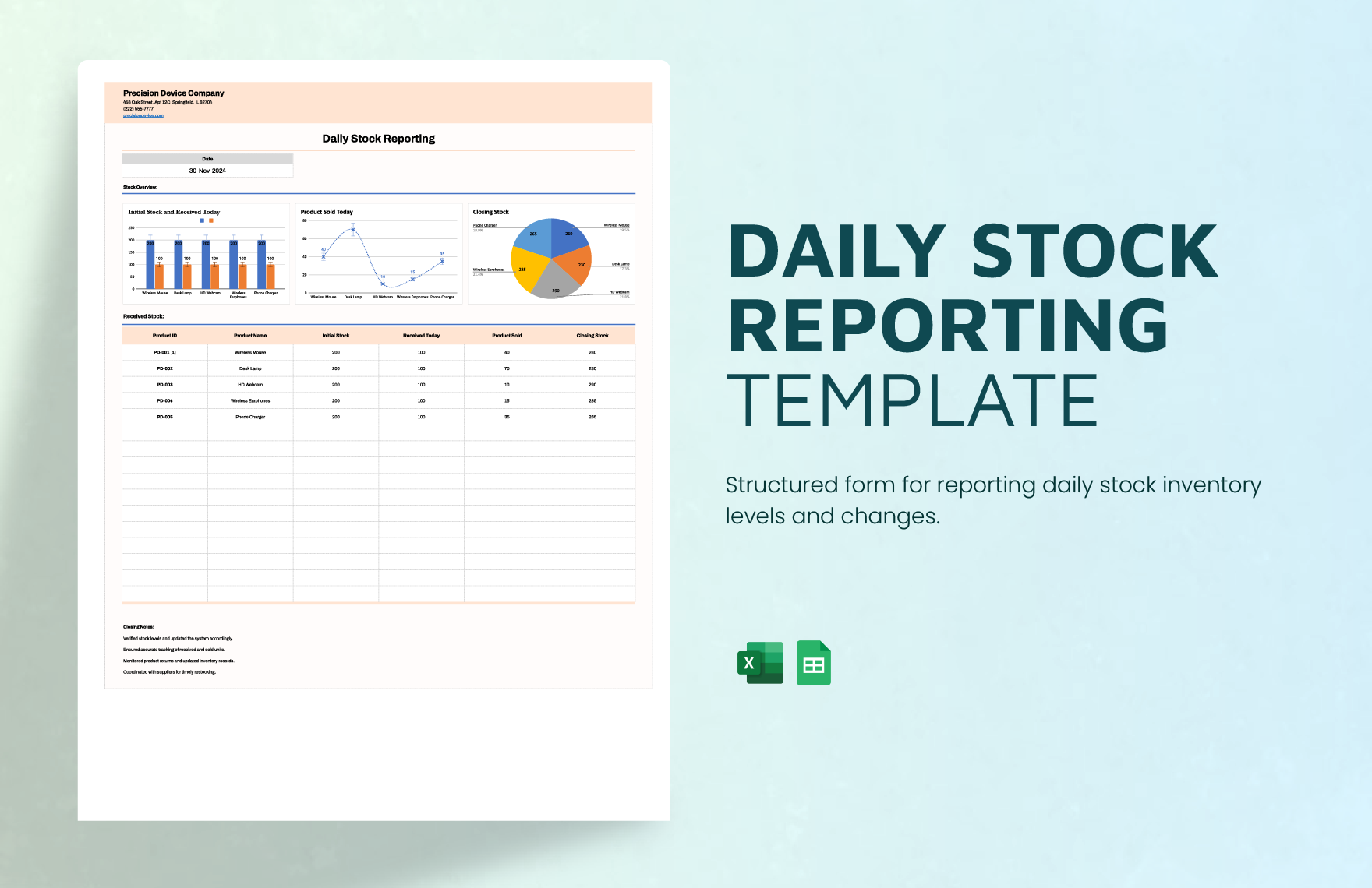 Daily Stock Reporting Template