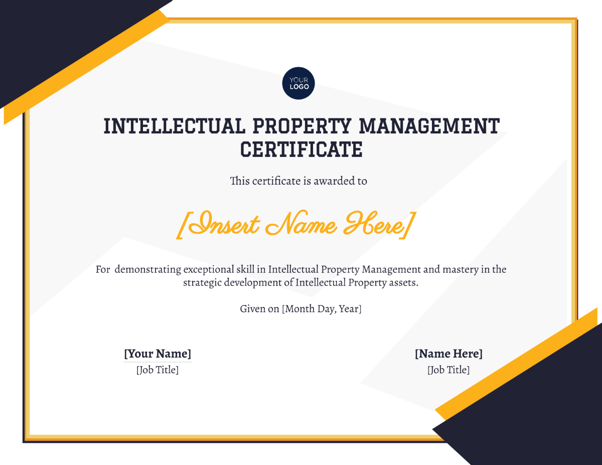 Free Intellectual Property Management Certificate Template