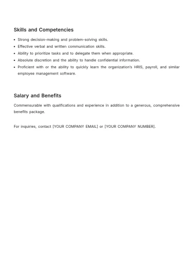 Free Job Description HR Template to Edit Online