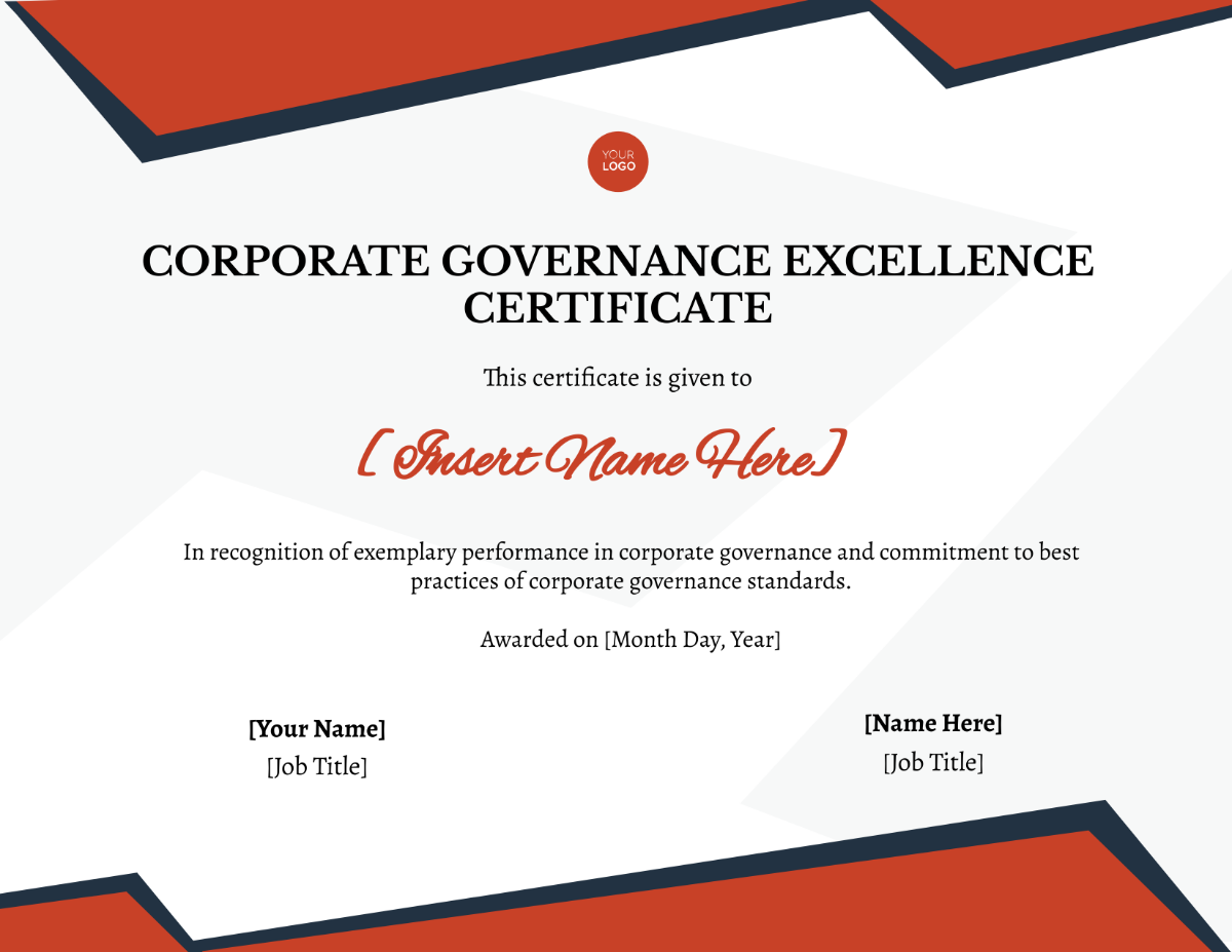 Corporate Governance Excellence Certificate Template - Edit Online & Download