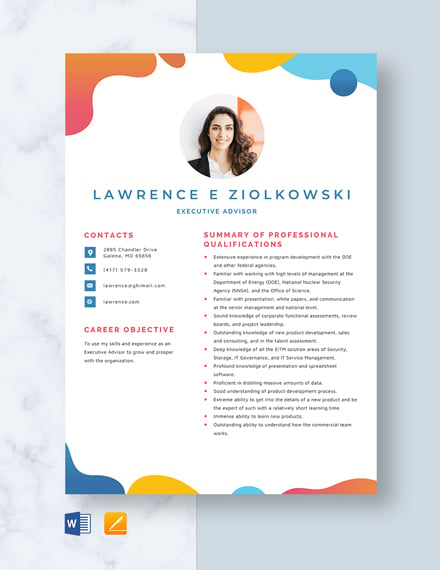 College Academic Advisor Resume Template Word DOC