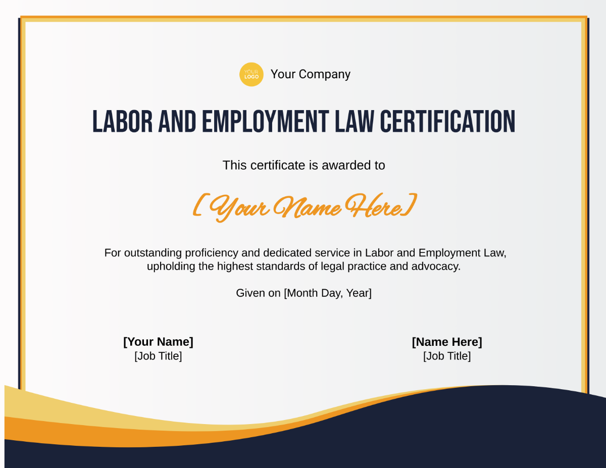 Labor and Employment Law Certification Template