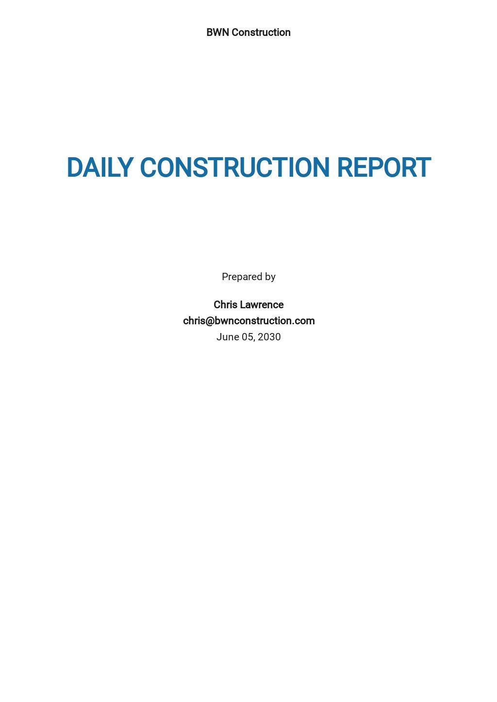 Daily Construction Report Sample Template - Google Docs, Word Regarding Daily Reports Construction Templates