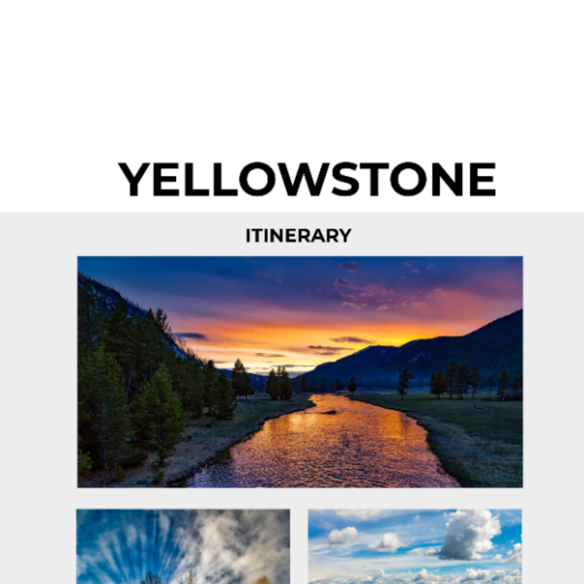 Yellowstone Trip Itinerary Template - Edit Online & Download