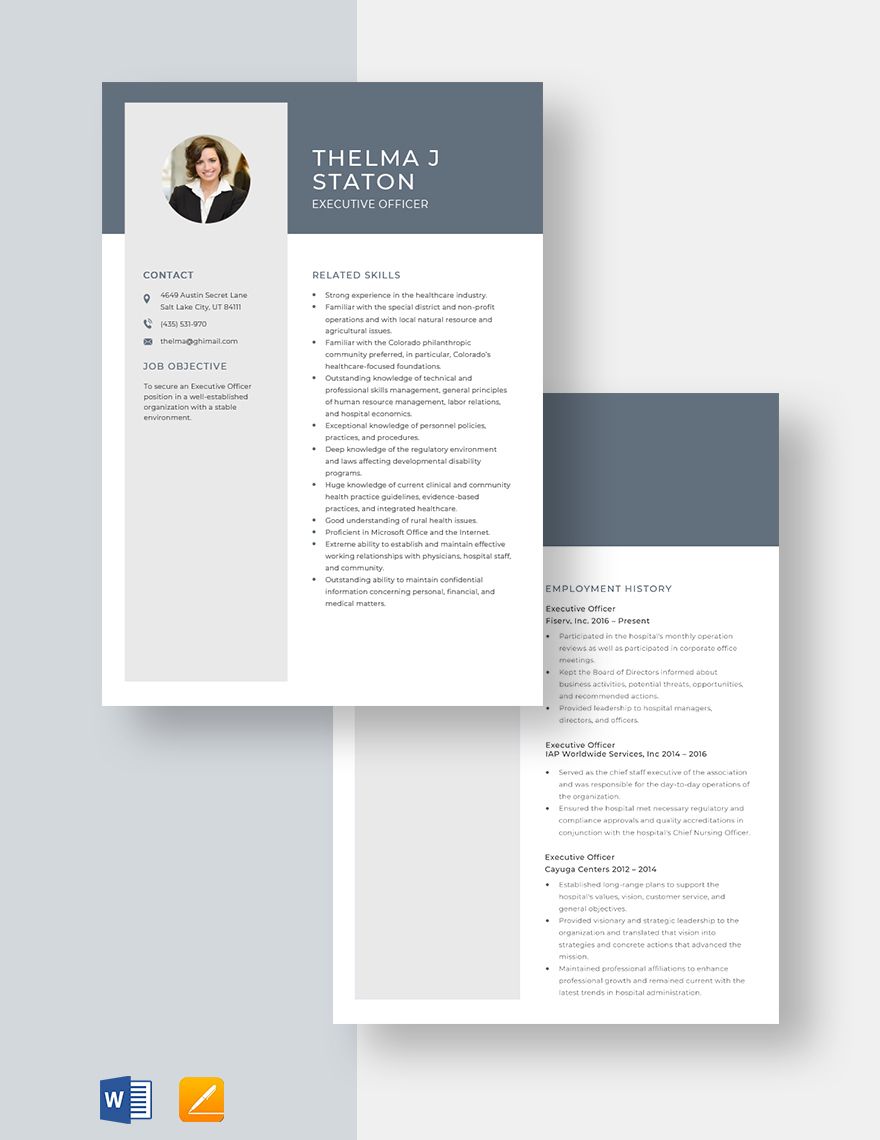 Executive Officer Resume