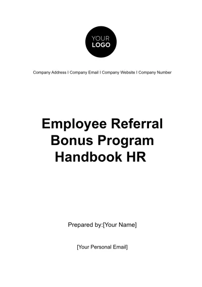 Free Employee Referral Bonus Program Handbook HR Template to Edit Online