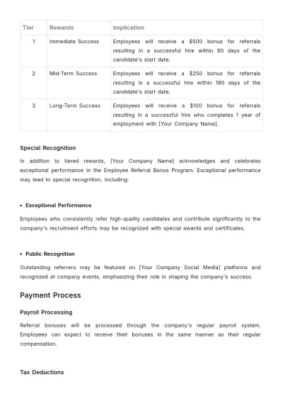 Free Employee Referral Bonus Program Handbook HR Template to Edit Online