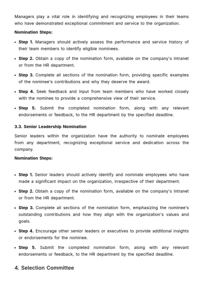 Free Long Service Awards Criteria and Guidelines Manual HR Template to Edit Online