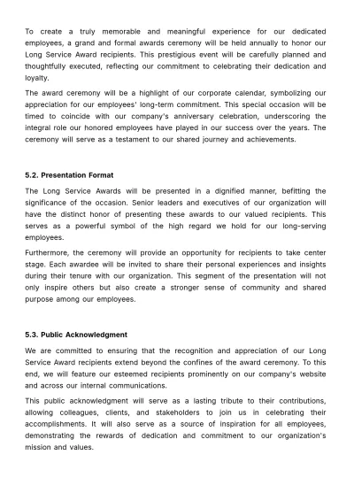 Free Long Service Awards Criteria and Guidelines Manual HR Template to Edit Online