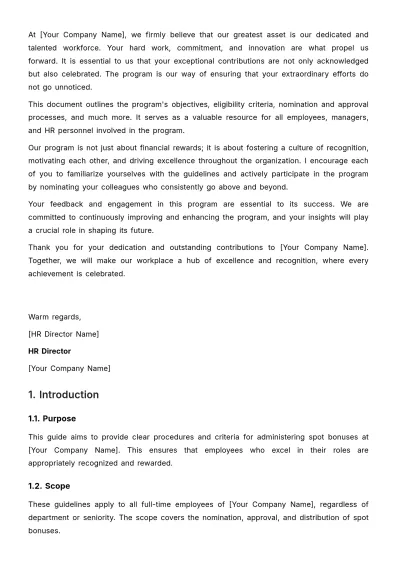 Free Spot Bonus Implementation and Management Guide HR Template to Edit Online