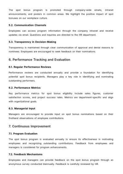 Free Spot Bonus Implementation and Management Guide HR Template to Edit Online