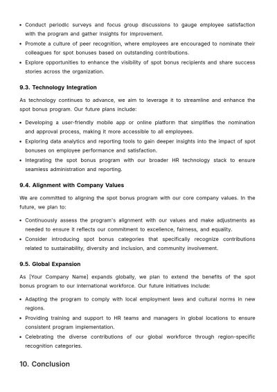 Free Spot Bonus Implementation and Management Guide HR Template to Edit Online