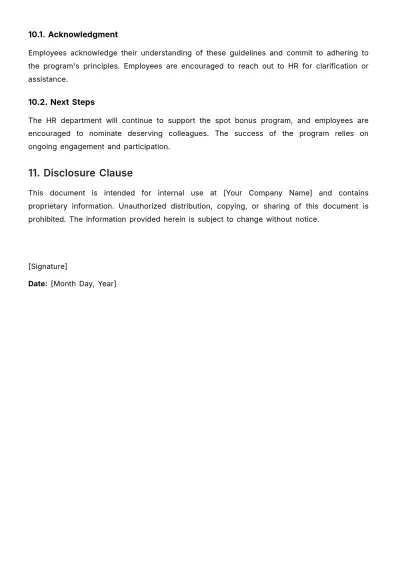Free Spot Bonus Implementation and Management Guide HR Template to Edit Online