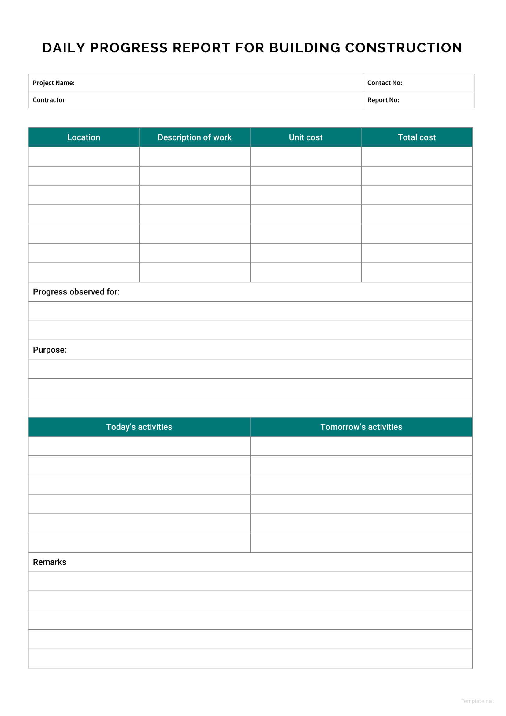 Construction Wip Report Template