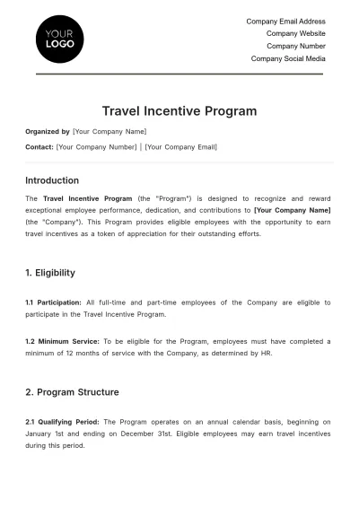 Free Travel Incentive Program Document HR Template to Edit Online