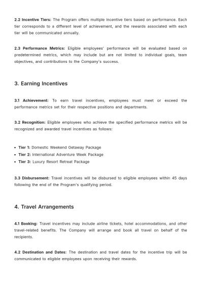 Free Travel Incentive Program Document HR Template to Edit Online