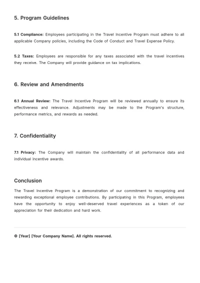Free Travel Incentive Program Document HR Template to Edit Online