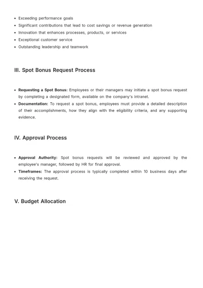 Free Spot Bonus SLA HR Template to Edit Online