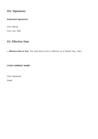 Free Spot Bonus SLA HR Template to Edit Online