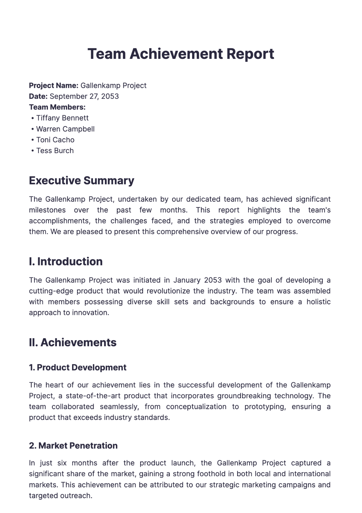 Team Achievement Report HR Template - Edit Online & Download