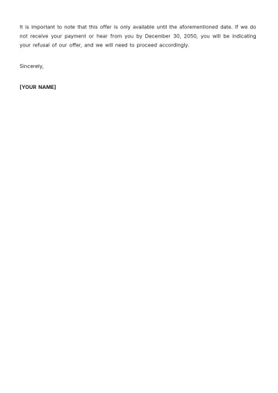 Free Credit Account Settlement Offer Letter Template to Edit Online
