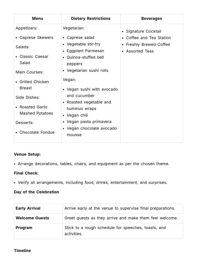 Free Milestone Celebration Schedule HR Template to Edit Online