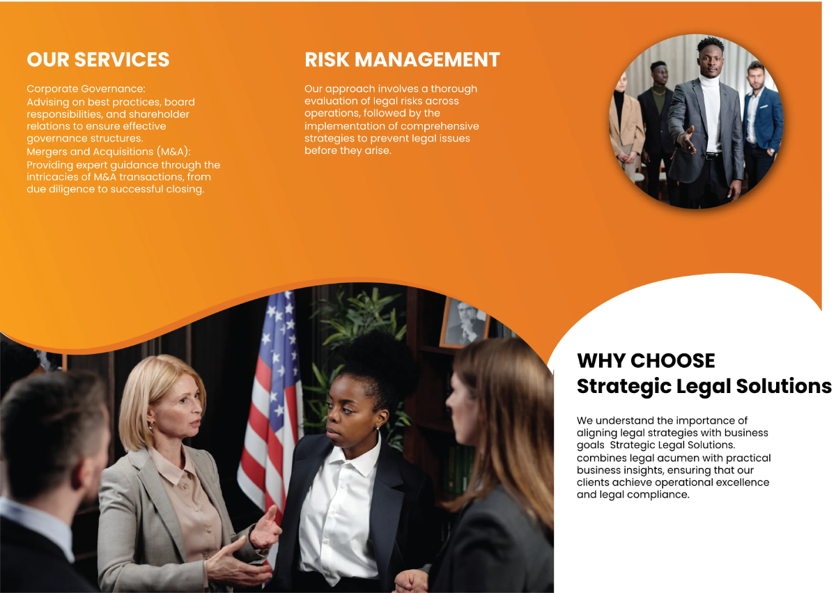 Free Corporate Law and Compliance Brochure Template to Edit Online