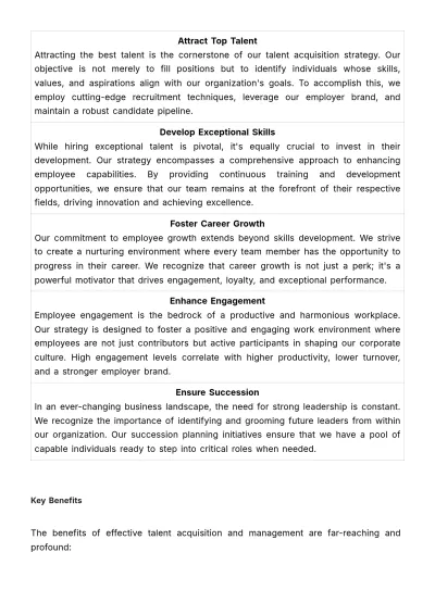 Free Talent Acquisition and Management Strategy Document HR Template to Edit Online
