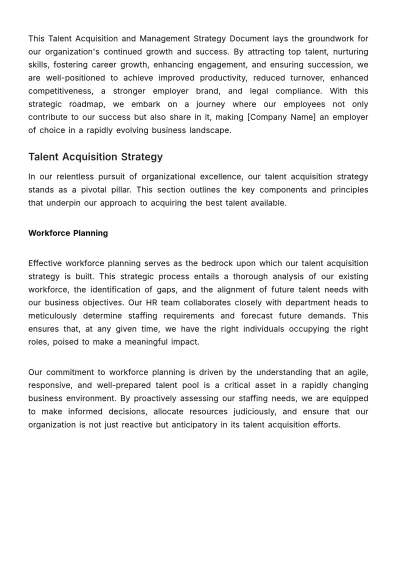 Free Talent Acquisition and Management Strategy Document HR Template to Edit Online