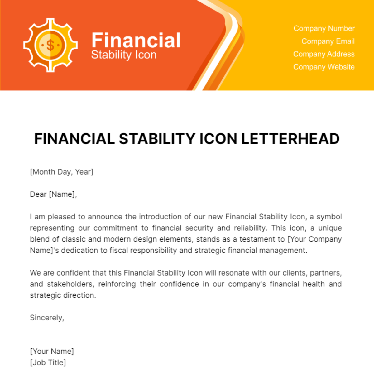Financial Stability Icon Letterhead Template