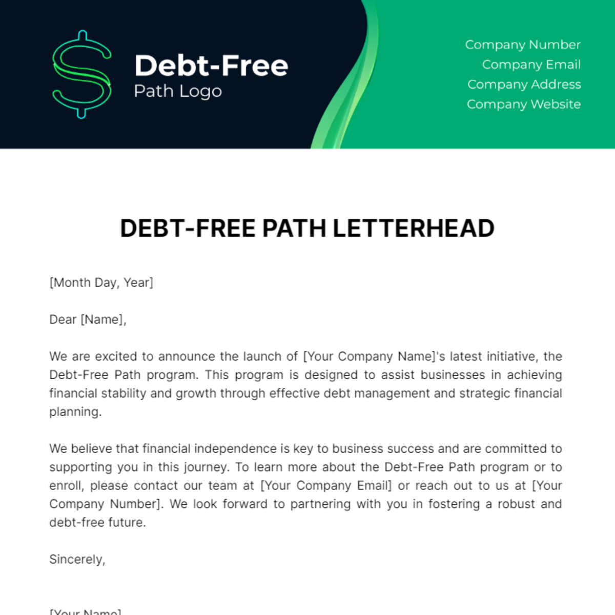 Debt-Free Path Letterhead Template