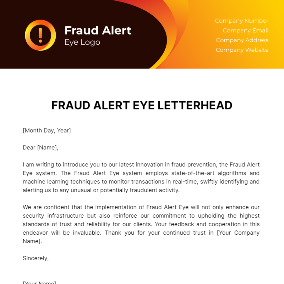 Fraud Alert Eye Letterhead Template