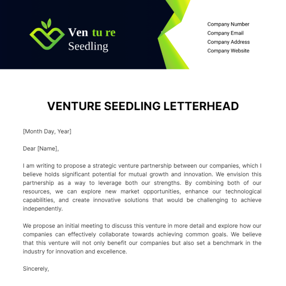 Venture Seedling Letterhead Template