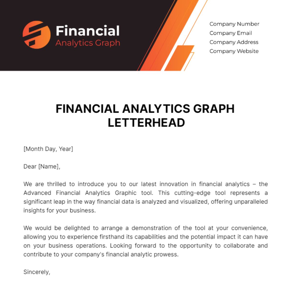 Financial Analytics Graph Letterhead Template