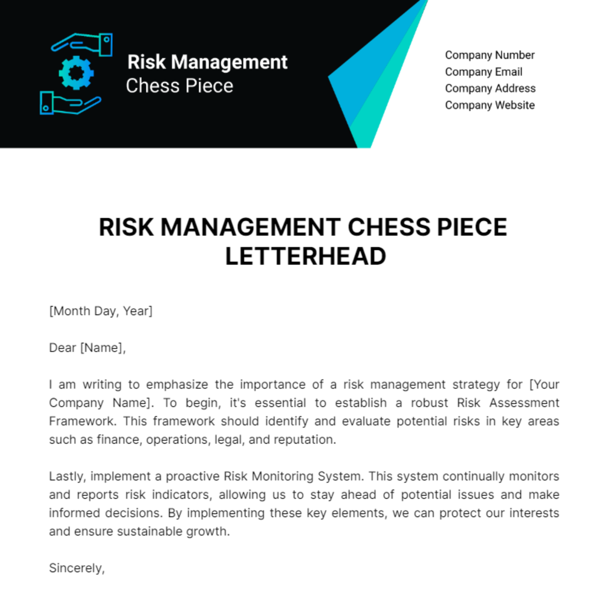 Risk Management Chess Piece Letterhead Template