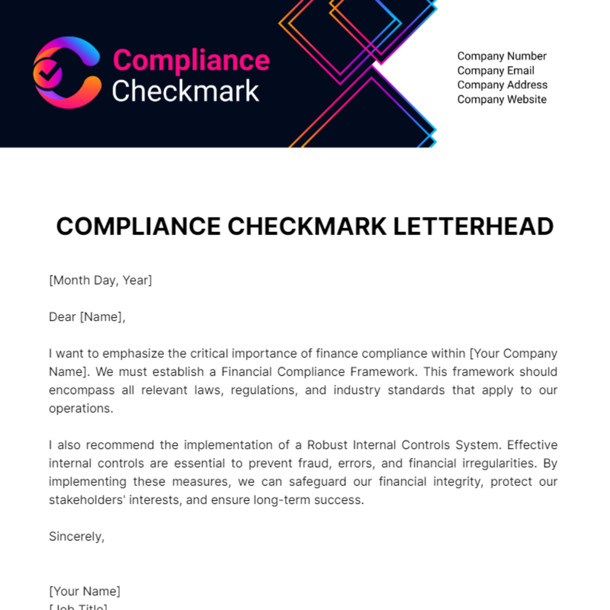 Free Compliance Checkmark Letterhead Template