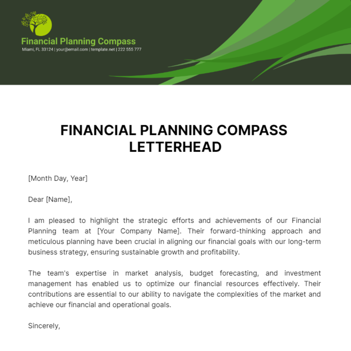 Free Financial Planning Compass Letterhead Template