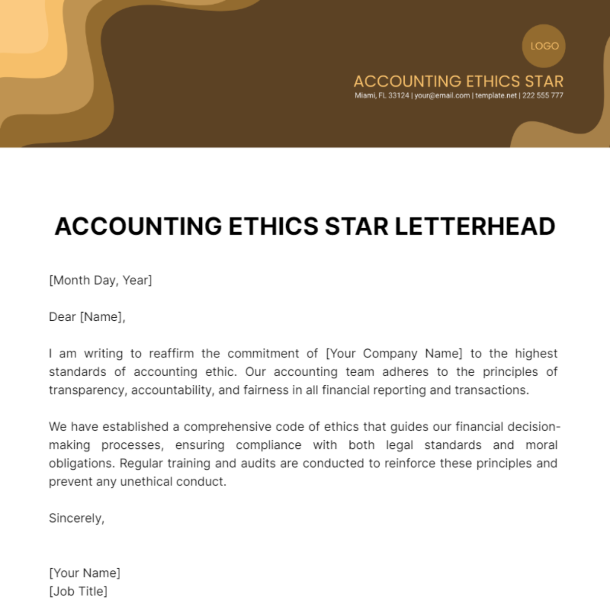 Accounting Ethics Star Letterhead Template