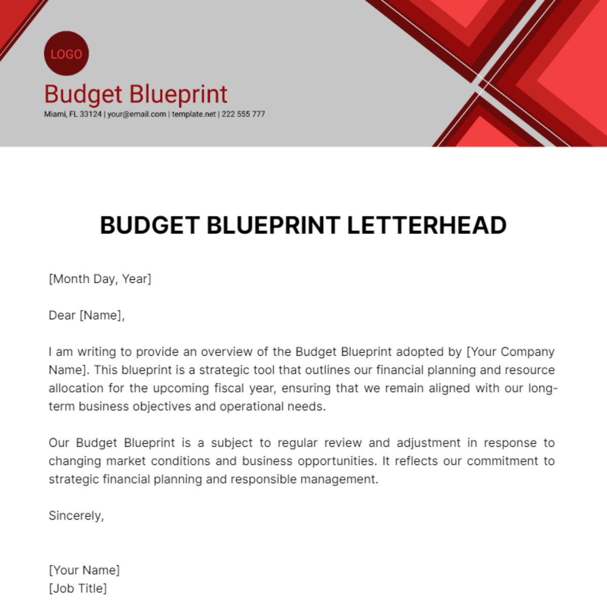 Budget Blueprint Letterhead Template