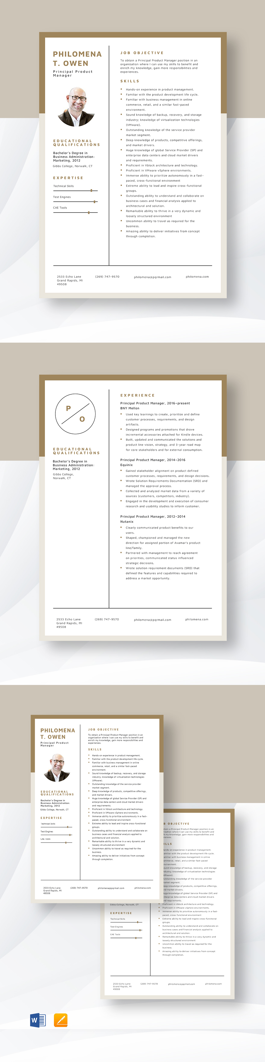 Medical Device Product Manager Resume Template Word, Apple Pages