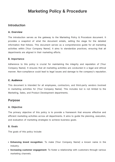 Free Marketing Policy & Procedure Template to Edit Online