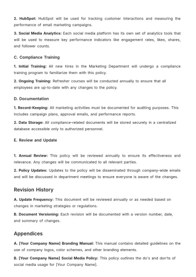 Free Marketing Policy & Procedure Template to Edit Online