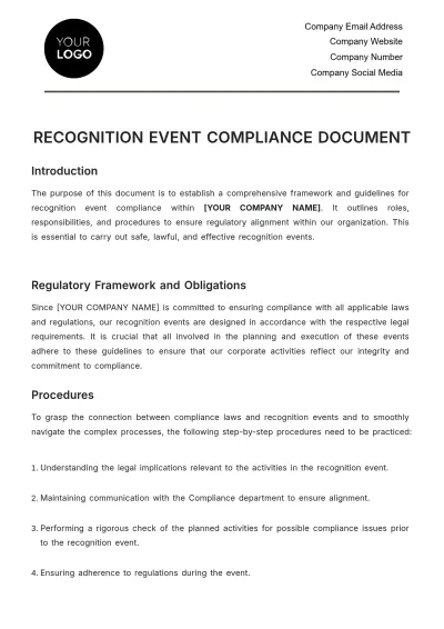 Free Recognition Event Compliance Document HR Template to Edit Online