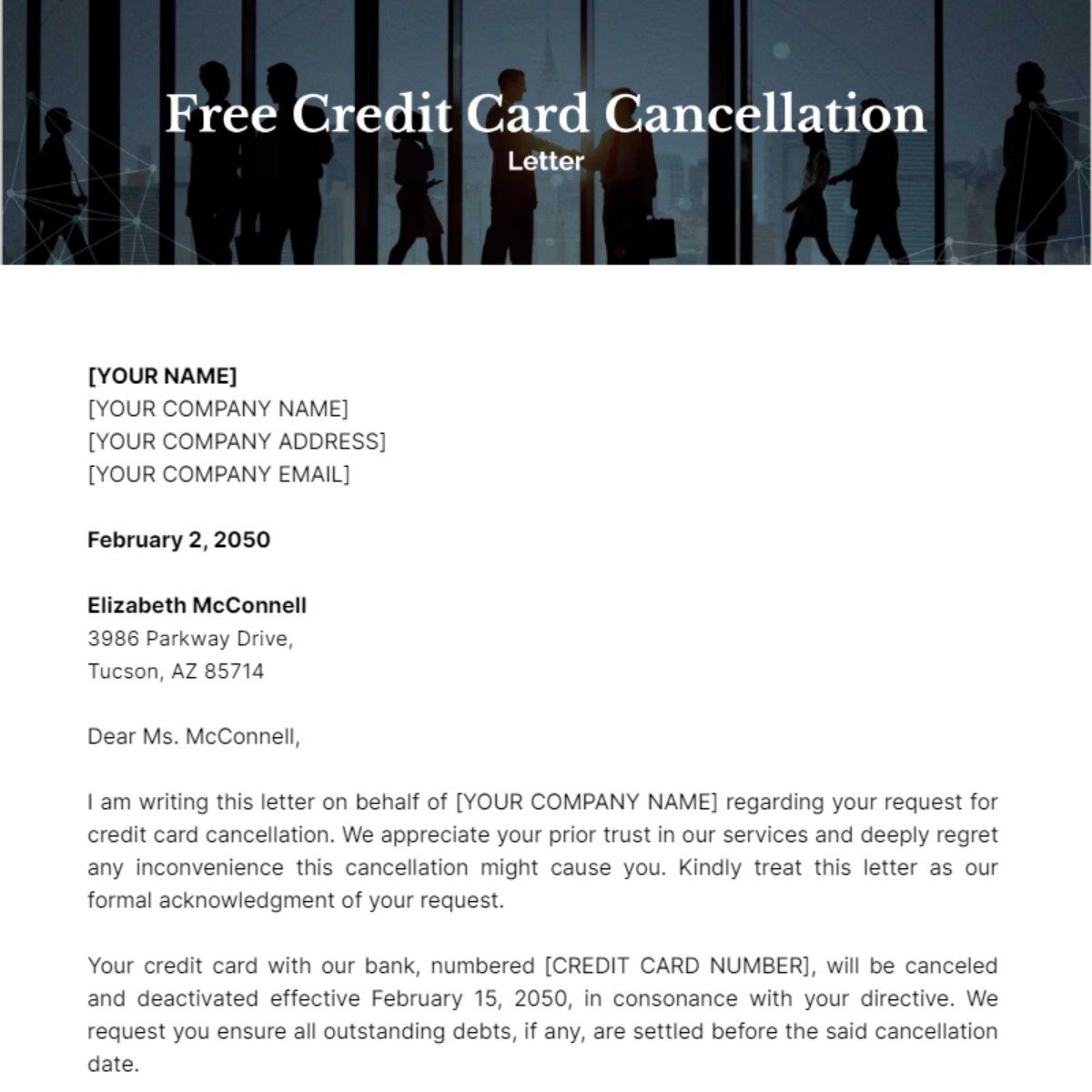 Credit Card Cancellation Letter Template - Edit Online & Download ...